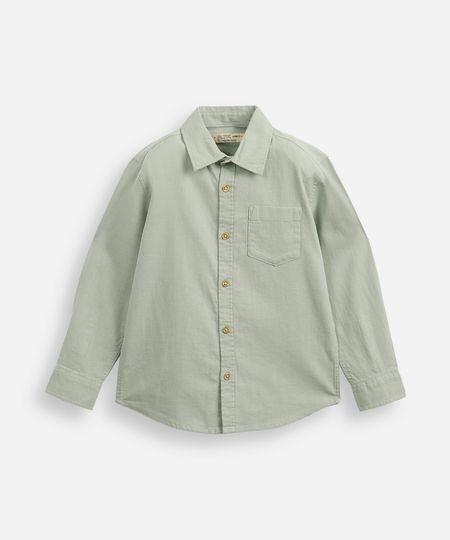 camisa de algodão infantil verde 6