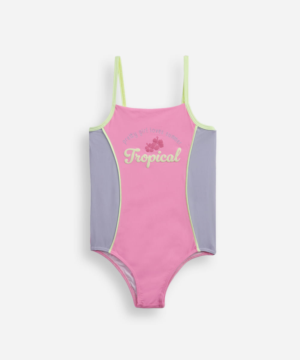 maiô kids recortes neon colorido