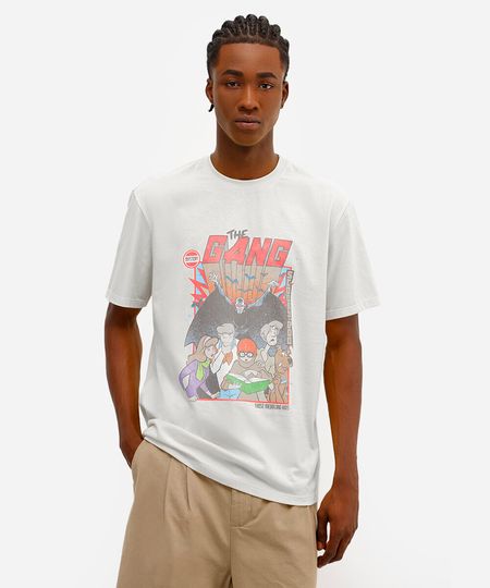 camiseta masculina de algodão scooby doo off white P