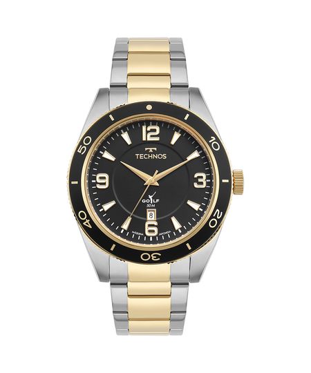 kit relógio masculino technos 2115twkk1p analógico calendário prateado UNICO