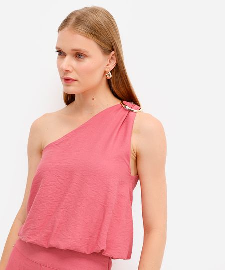 blusa ombro feminina balonê de viscose texturizada rosa M blusa ombro feminina balonê de viscose texturizada rosa M