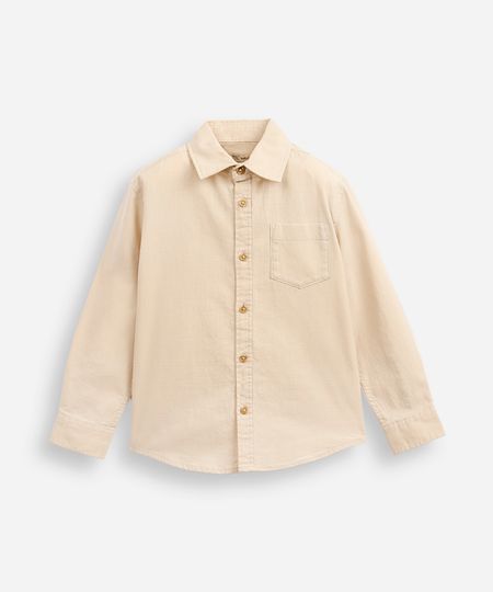 camisa de algodão infantil bege 6 camisa de algodão infantil bege 6