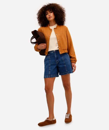 bermuda feminina jeans com recortes azul 36 bermuda feminina jeans com recortes azul 36