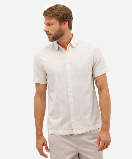 camisa masculina de algodão listrada off white M