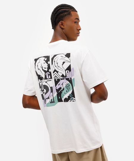 camiseta masculina de algodão hogwarts harry potter off white PP camiseta masculina de algodão hogwarts harry potter off white PP