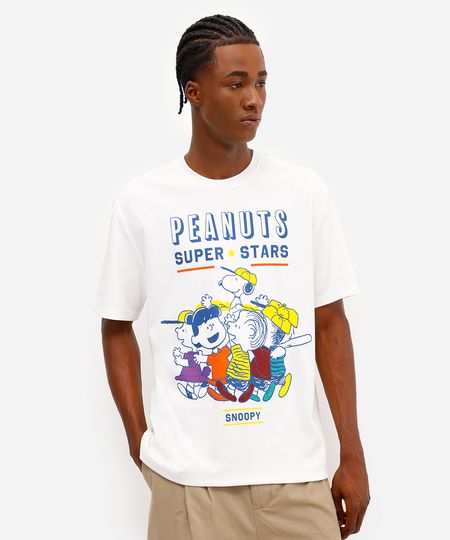 camiseta masculina manga curta snoopy off white P