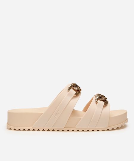 papete feminina com corrente zaxy off white 35