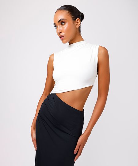vestido midi feminino assimétrico franzido mindset colorido GG