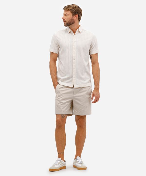 bermuda reta masculina de sarja com elástico bege 38
