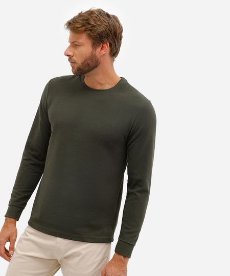 camiseta de moletinho manga longa verde GG