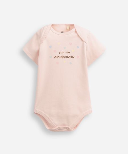 body baby manga curta frase rosa 0-3 body baby manga curta frase rosa 0-3