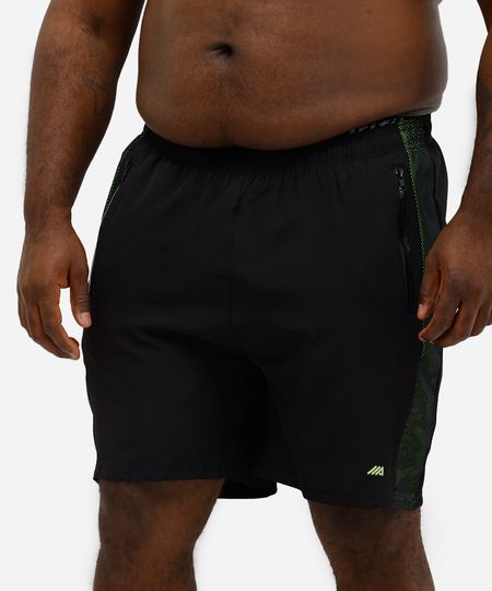 short plus size com elástico e tela esportivo ace verde GG2
