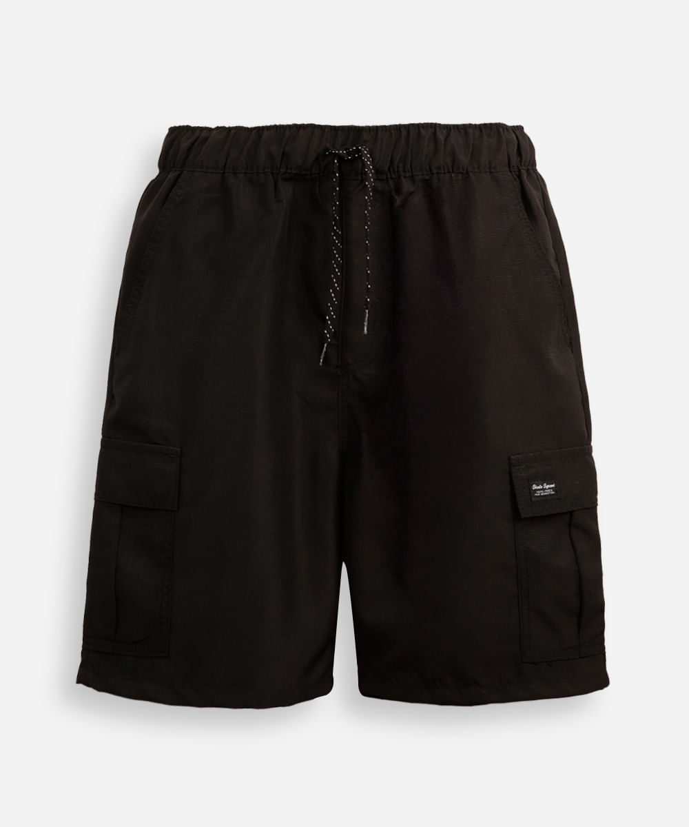 bermuda juvenil em tecido tecnológico preto