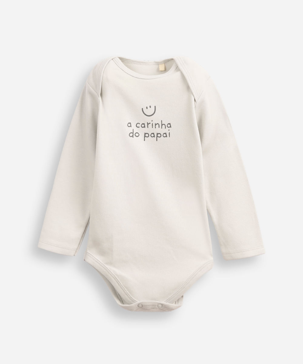 Vista 2 body de algodão infantil manga longa a carinha do papai cinza C&A Cinza Claro C&A Cinza Claro