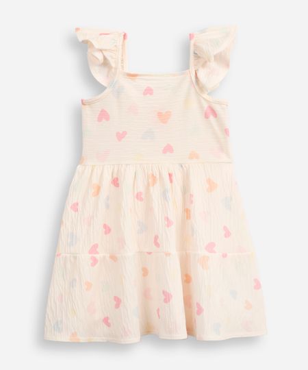 vestido infantil corações  bege 3