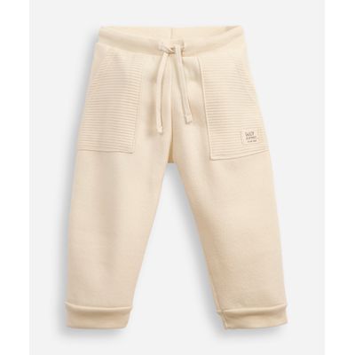 calça de moletom infantil texturizada bege