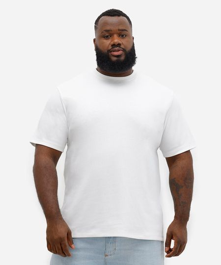 camiseta de algodão peruano bold plus size branca GG4