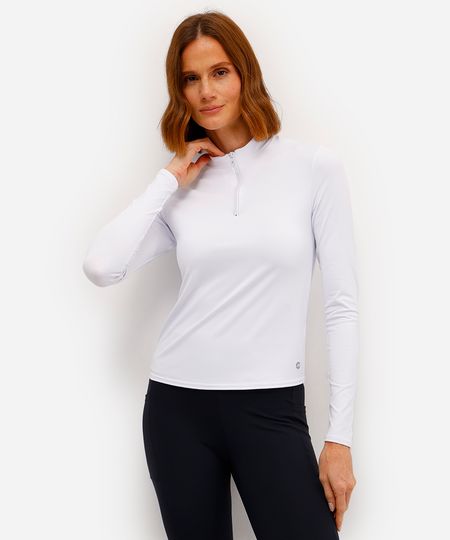cropped feminino esportivo ace com zíper branco M
