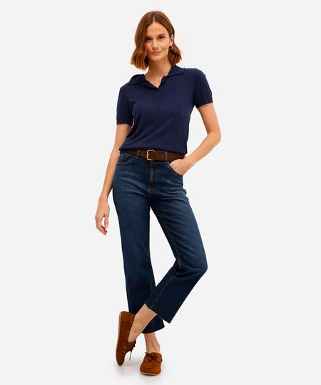 calça cropped feminina jeans cintura alta azul 38