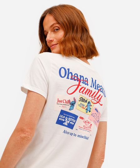 camiseta feminina manga curta stitch off white PP camiseta feminina manga curta stitch off white PP