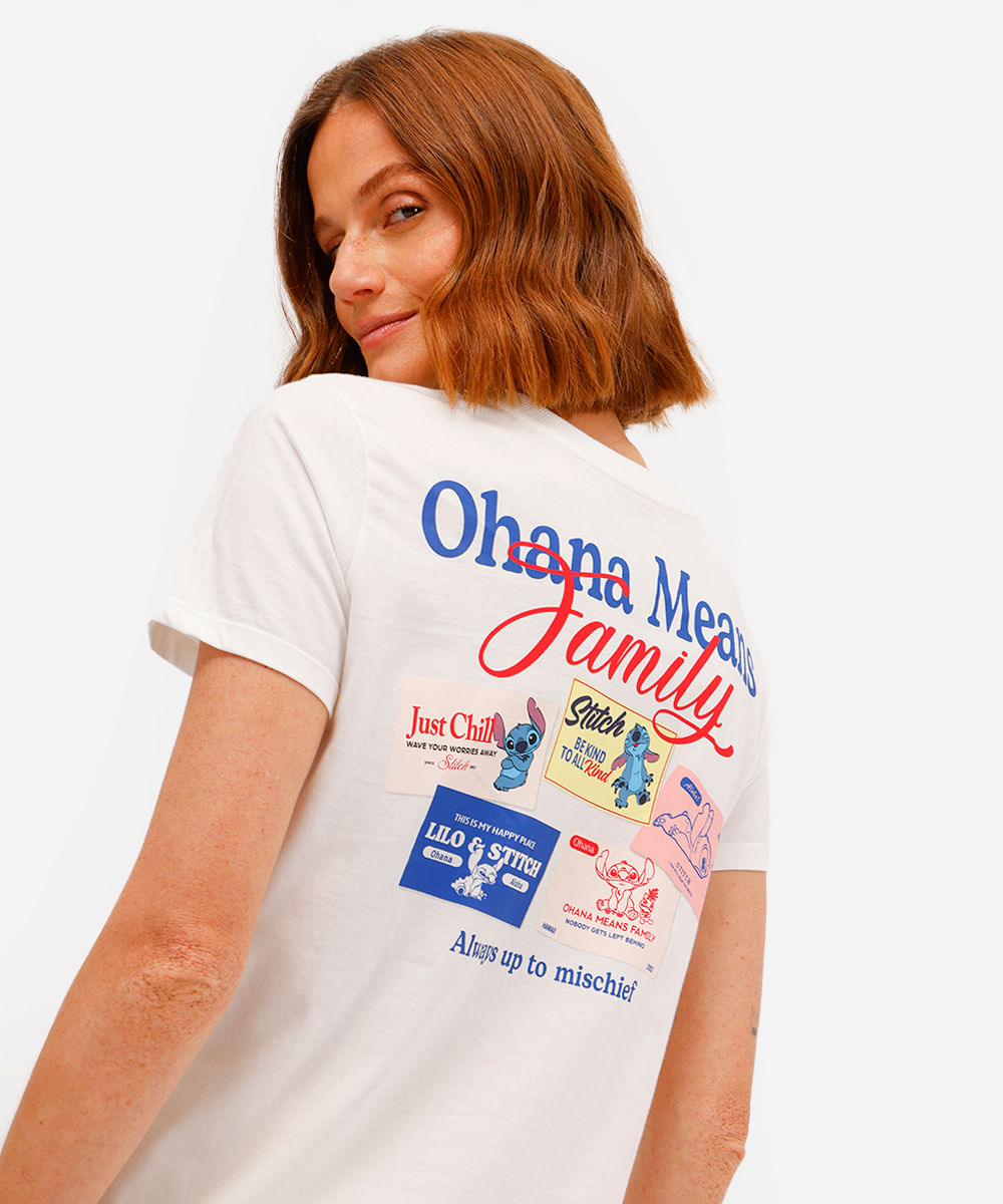 camiseta feminina manga curta stitch off white