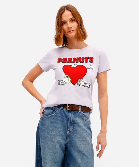 camiseta feminina de algodão snoopy texturizada lilás P camiseta feminina de algodão snoopy texturizada lilás P