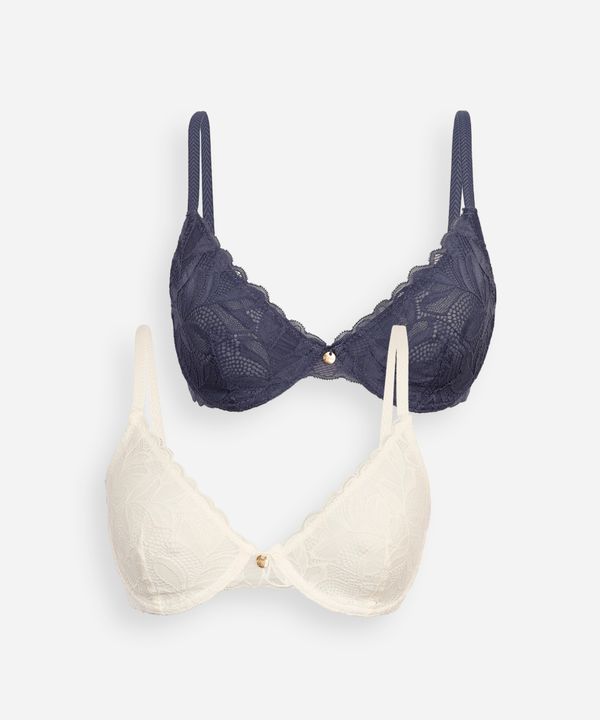 kit de 2 sutiãs meia taça em renda colorido 44