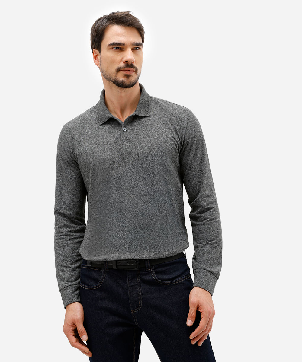 polo comfort masculina manga longa verde