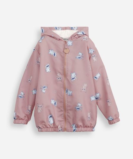 jaqueta infantil corta vento stitch e angel rosa 4