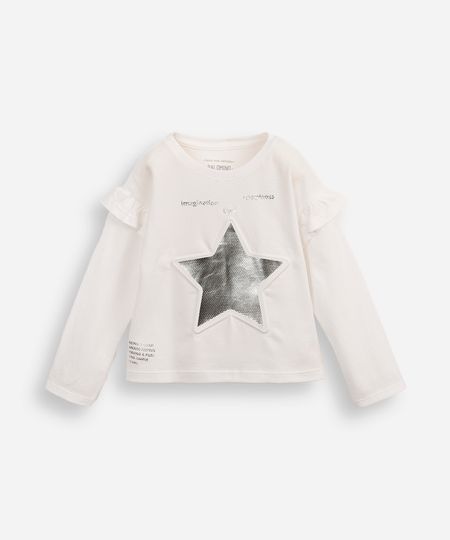 blusa infantil texturizada com babado off white 10
