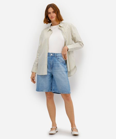 bermuda feminina jeans cintura média - jeans medio 38