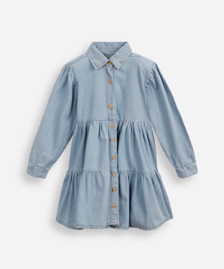 vestido jeans infantil marias manga longa azul 12 vestido jeans infantil marias manga longa azul 12