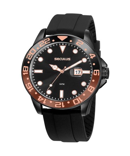 kit relógio masculino analógico calendário seculus 20902gpsvpu3kz preto UNICO