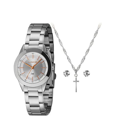 kit relógio feminino analógico lince lrm4745l34 k02xs1sx prateado UNICO kit relógio feminino analógico lince lrm4745l34 k02xs1sx prateado UNICO