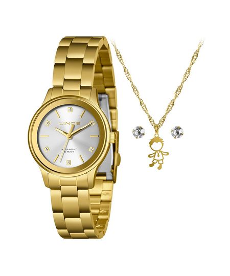 kit relógio feminino analógico lince lrgh199l34 k06ss1kx dourado UNICO