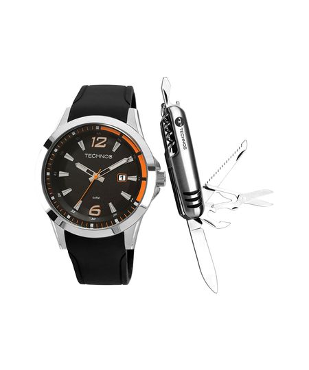 kit relógio masculino analógico calendário technos 2115kqb k8l prateado UNICO kit relógio masculino analógico calendário technos 2115kqb k8l prateado UNICO