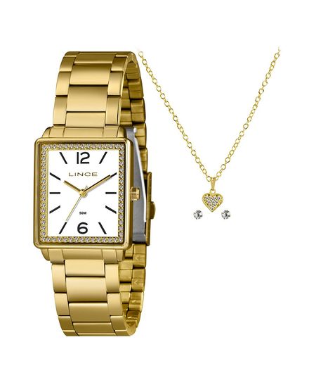 kit relógio feminino analógico lince lqg4737l28 kbobb2kx dourado UNICO
