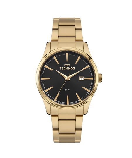 relógio masculino analógico calendário technos 2115tzh 1p dourado UNICO
