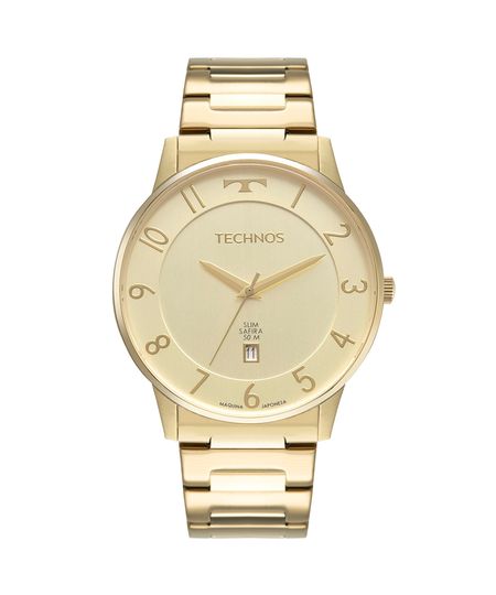 relógio masculino analógico calendário technos gm10yp 1d dourado UNICO