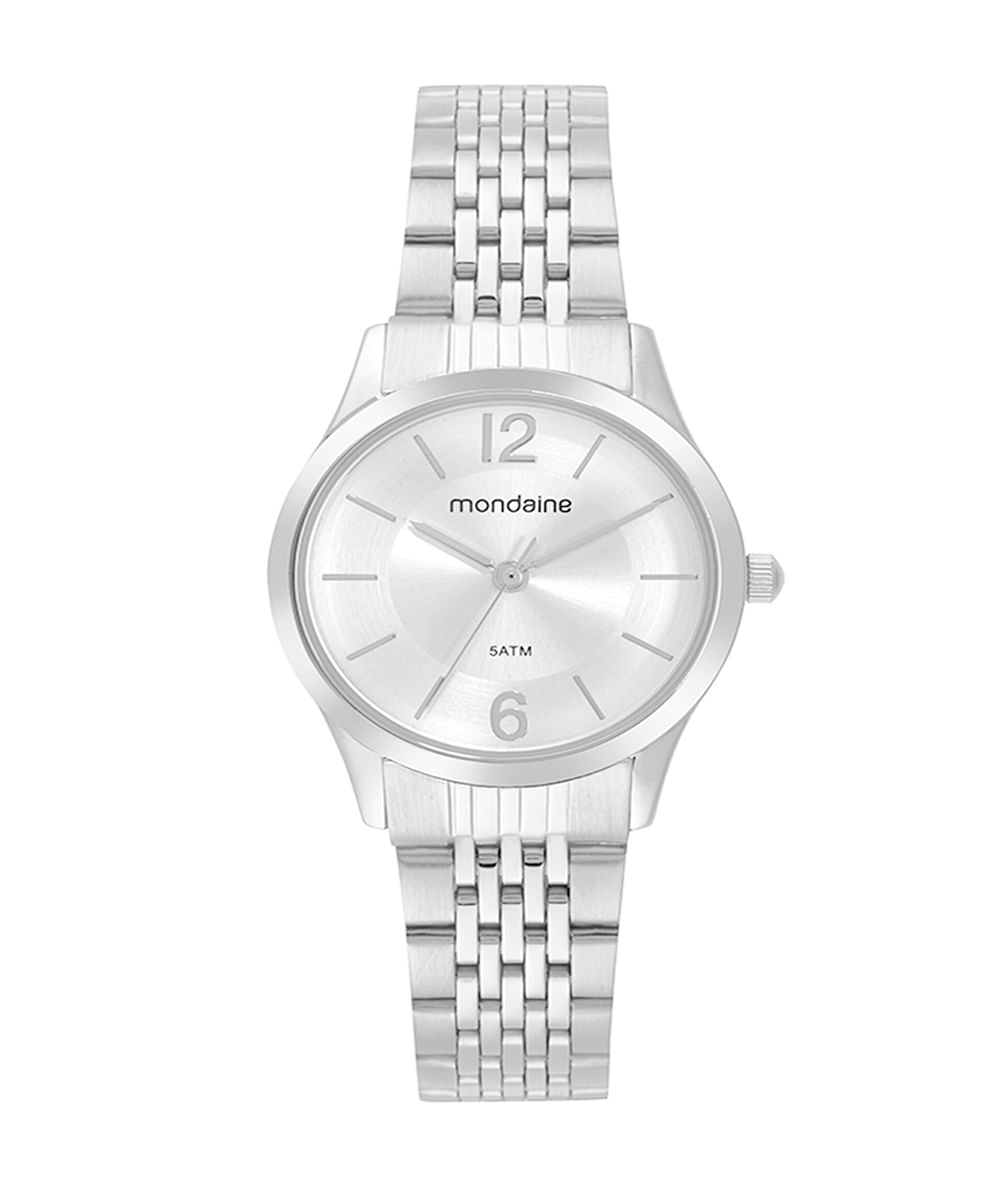 kit relógio feminino mondaine 32698l0mvne3kc analógico prateado