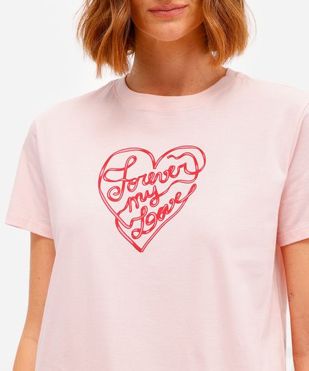 camiseta feminina de algodão forever my love rosa G camiseta feminina de algodão forever my love rosa G