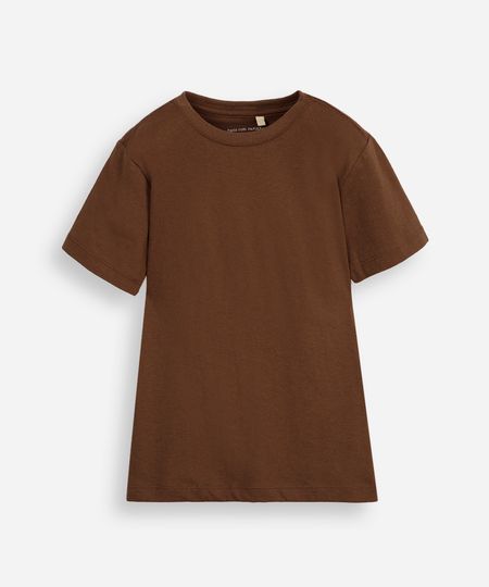 camiseta de algodão infantil manga curta básica marrom 4