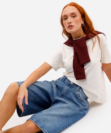 bermuda jorts feminina jeans azul 40