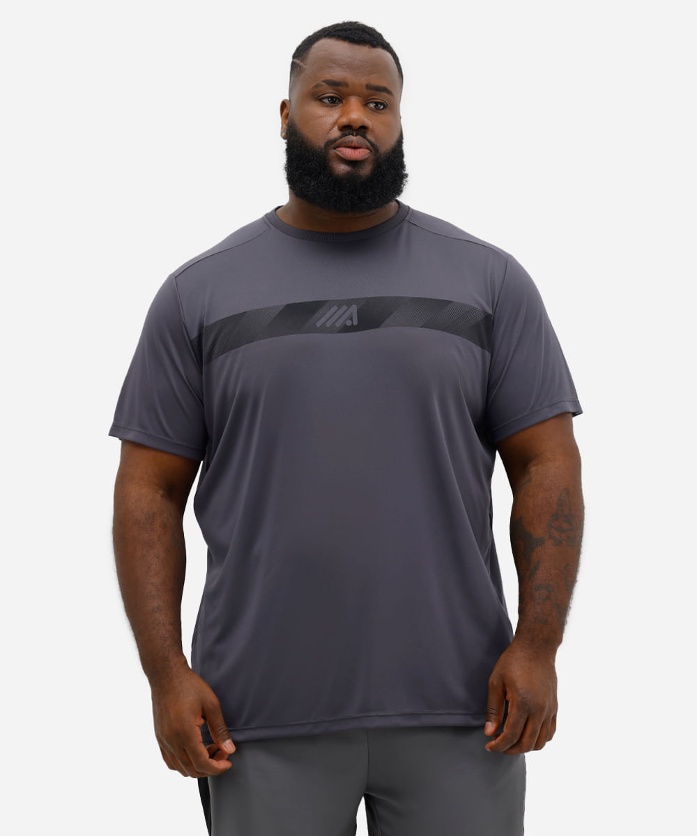 camiseta masculina esportiva ace plus size - chumbo