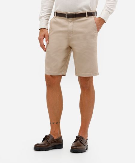 bermuda slim masculina de sarja com cinto bege 42