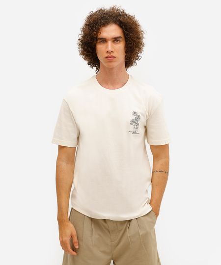 camiseta masculina manga curta purga bordada off white P