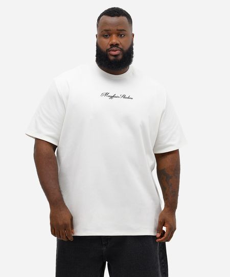 camiseta masculina estampada plus size off white GG1
