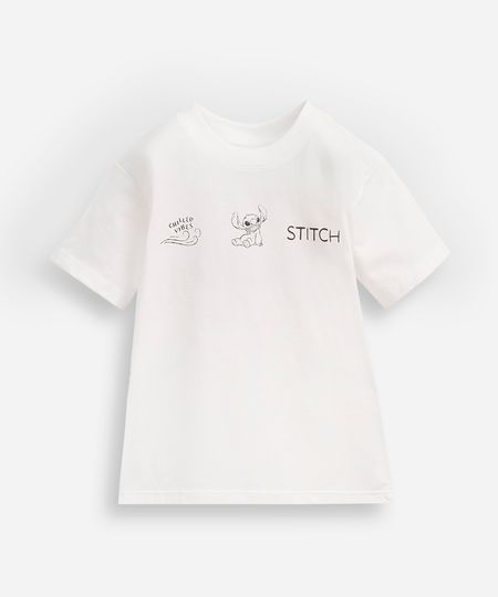 camiseta infantil stitch off white 6