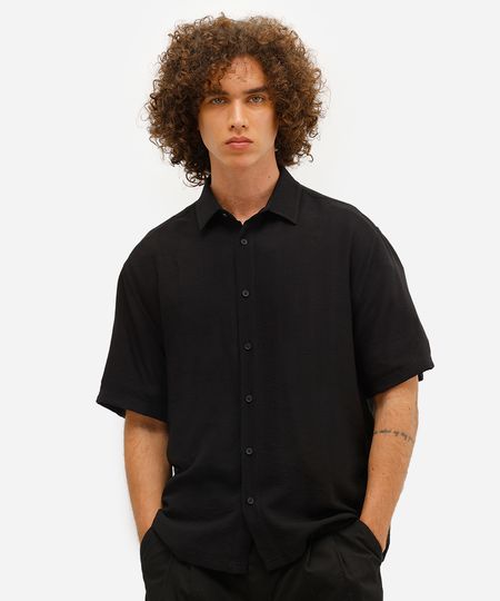 camisa masculina de viscose manga curta preta P