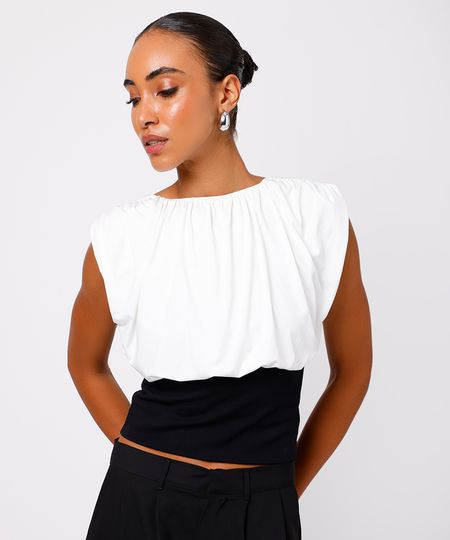 blusa feminina franzida mindset off white GG blusa feminina franzida mindset off white GG